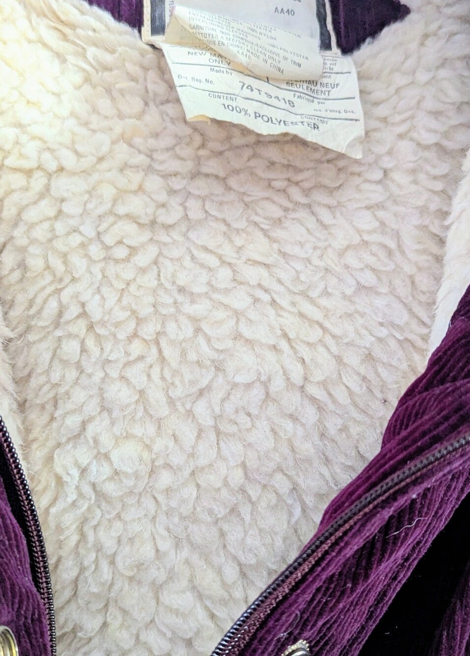 Plum Corderoy LDS Sherpa Jacket For Ladies xl
